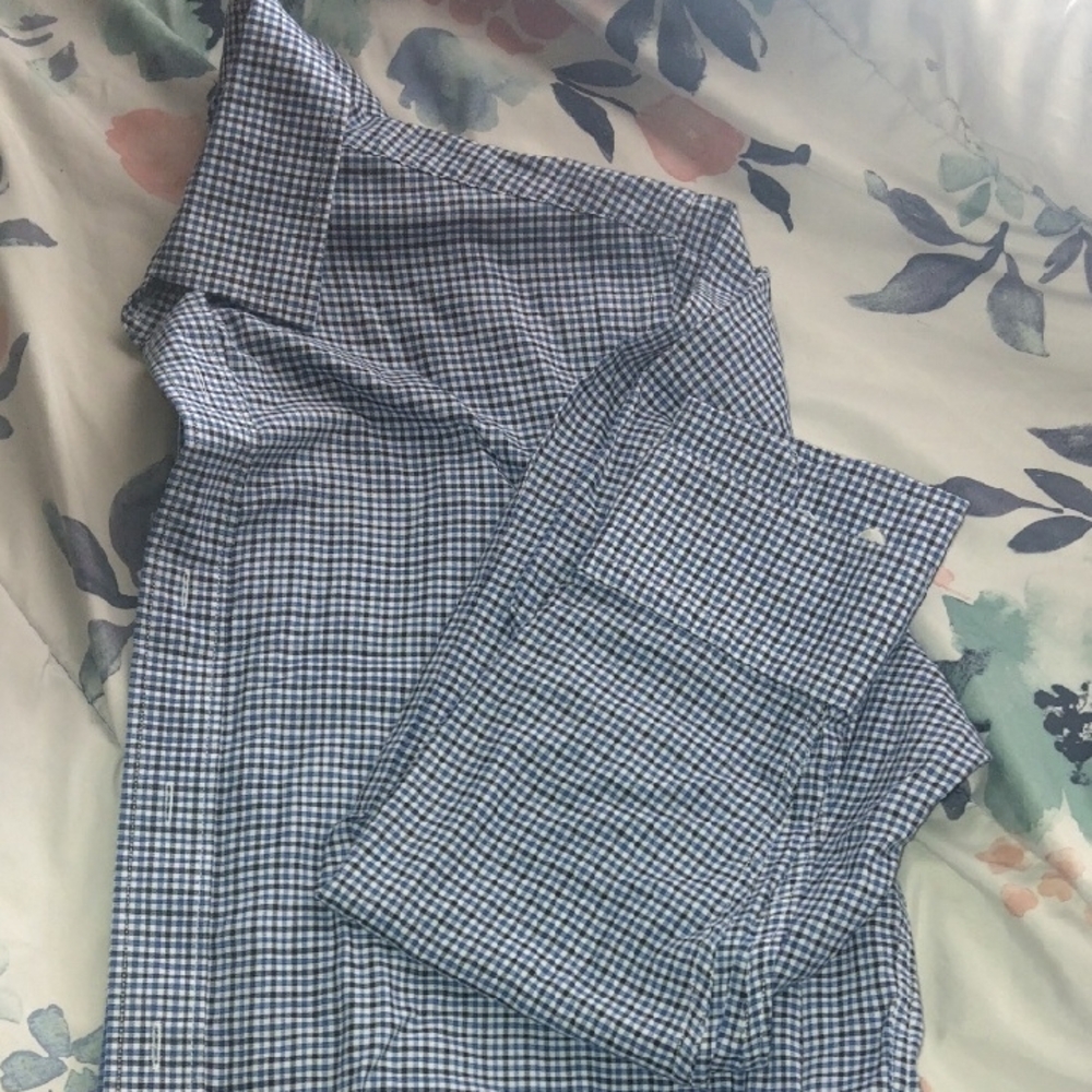 Nautica Blue and White Checkered Button Down Shirt